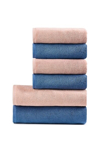 OEM Set 6 Premium Towels, Pure Terry, Soft Shell and Indigo