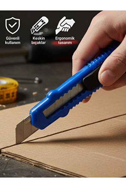 BEYLİNİ Falçata Plastik Gövde Geniş Maket Bıçağı Büyük Boy Halı Karton Kutu G...