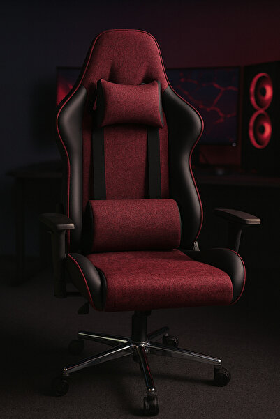 sadık ofis Ergonomik Bordo Siyah Oyuncu Koltuğu Gaming Chair Bel Destekli Rah...