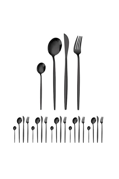TopGearWorld 24-piece cutlery set, stainless steel, black
