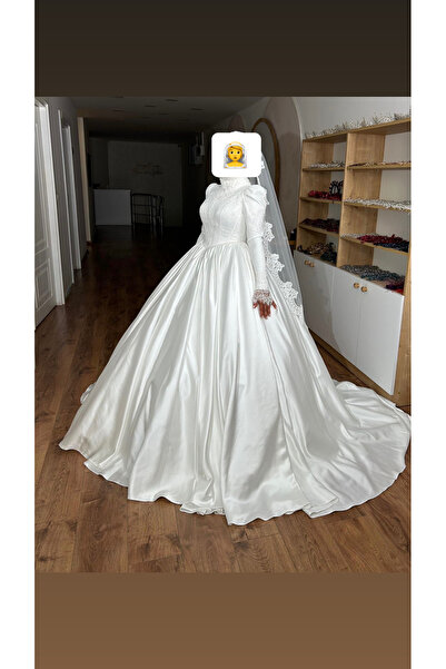 GAMZE Tesettür Dantel gelinlik,tesettür saten gelinlik,tesettür gelinlik