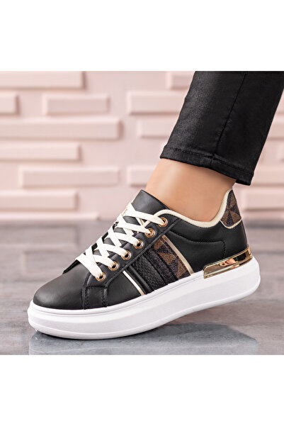 Modlet.ro Pantofi de damă din pânză negri și aurii MOD09604