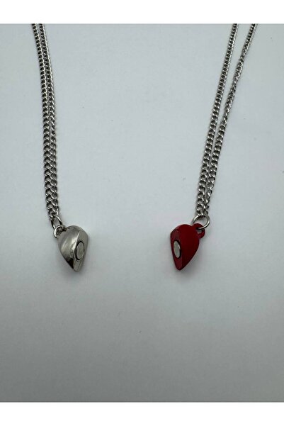 Herşey Nota Red Color Magnetic Heart Unisex Necklace – Stylish and Meaningful Design