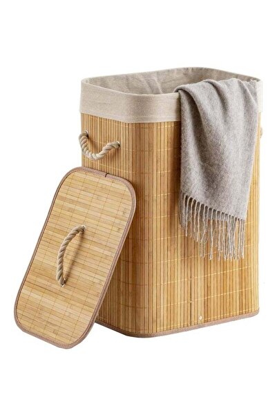 Arabest Foldable Laundry Hamper with Lid, Bamboo Laundry Basket, Rectangular ...