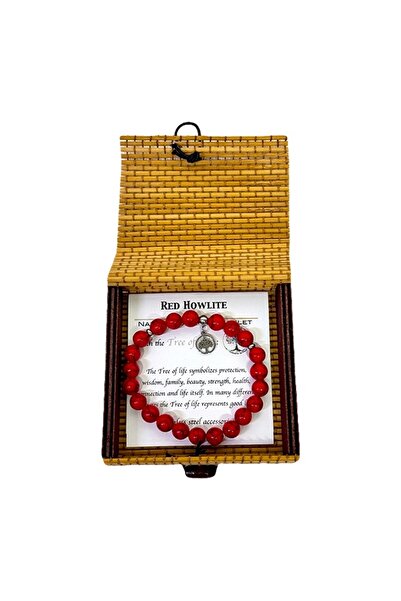 velve Red Howlite bracelet, made of natural stones, in gift box, Red