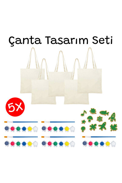 KİDOSE 5'li Çanta Tasarım Etkinlik Seti - Sınıf Etkinlik/Aktivite - Baskı Kal...