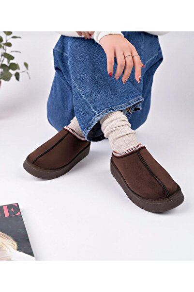 MİSSWEMODASHOES Kalın Tabablı İçi Kürklü Kadın Kapalı Terlik