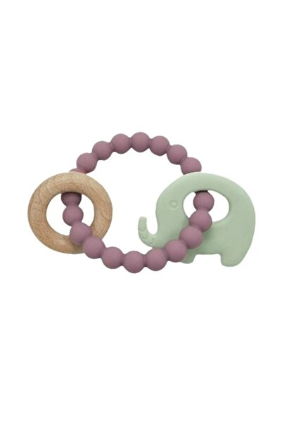 OEM Jucărie zornăitoare elefant din lemn și silicon pentru bebeluși