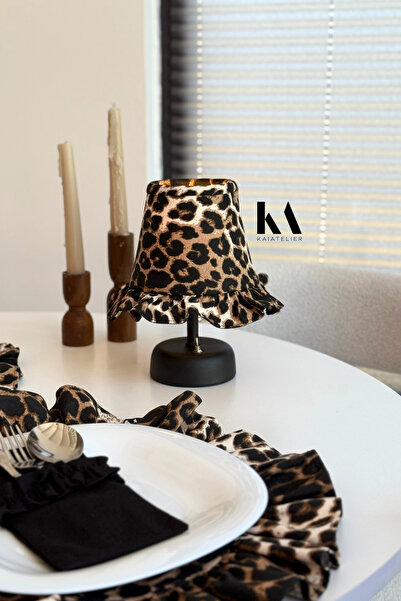 KaiAtelier Leopard Keten Fırfırlı Kablosuz Masa Lambası