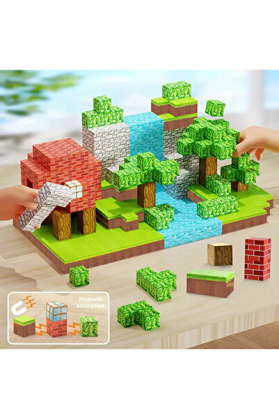 Genel Markalar Minecraft Tarzı Manyetik Küpler - 100 Parça Zeka Geliştirici B...