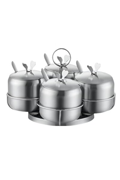 NIHAO 4-Piece Set Of Stainless Steel Seasoning Jars,Sugar Bowls, Flavoring Ja...