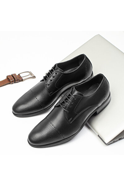 Modlet.ro Pantofi eleganți bărbătești din piele neagră cu perforații MOD08769