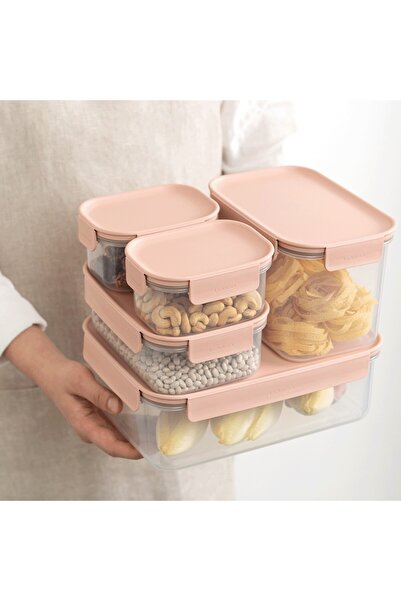 locknlock Classic Plus Rectangle Food Container 4.4L – Pink, 4-Side Locking, Stackable & Leakproof