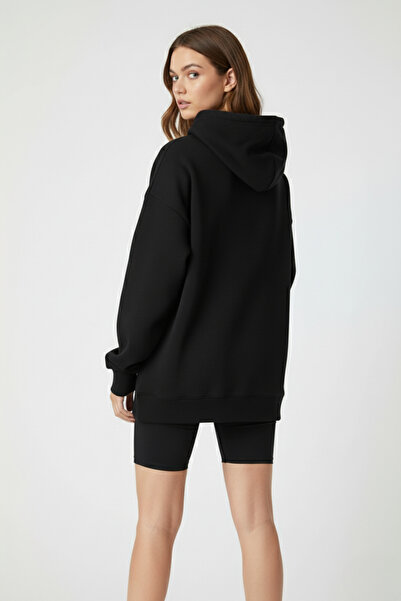 BRF Collection Women's Oversized Stone Embroidered'Wicked' Hoodie - Black
