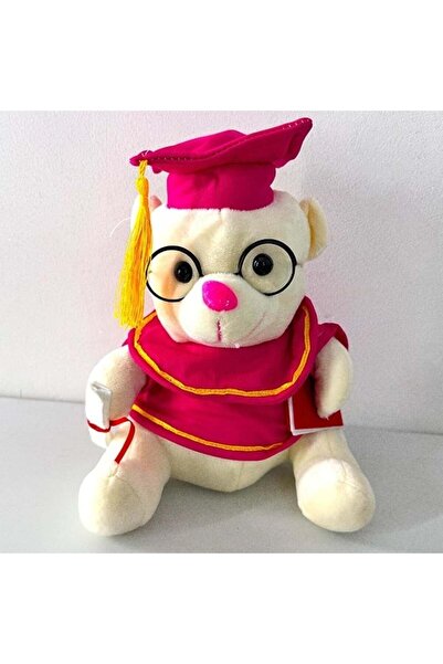 velve Graduate Teddy bear, with graduation cap and diploma, Height 23 cm, Fuc...