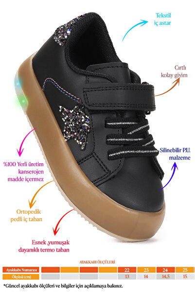 KARAMAZI Rena Daily Velcro Lighted Baby Girl Sports Shoes