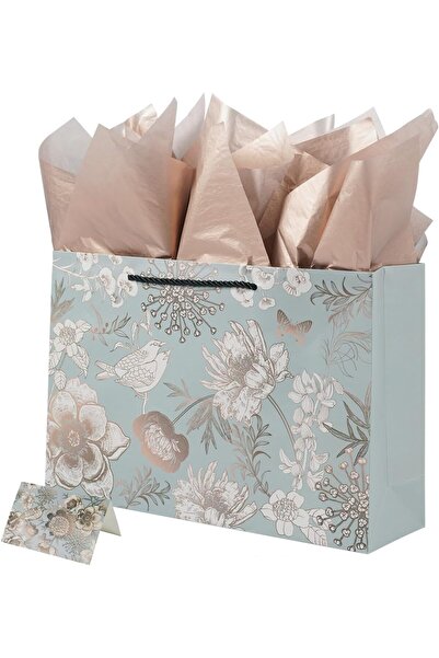 Arabest Preminum Gift Bag,with Wrapping Tissue for Women Girl Large 14" Mother Day - Flower