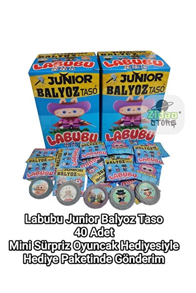 Emrah Gültekin Labubu Karakter Tasoları 40 Adet | Koleksiyonluk Taso + Sürpriz Oyuncak ve Şeker Hediyeli