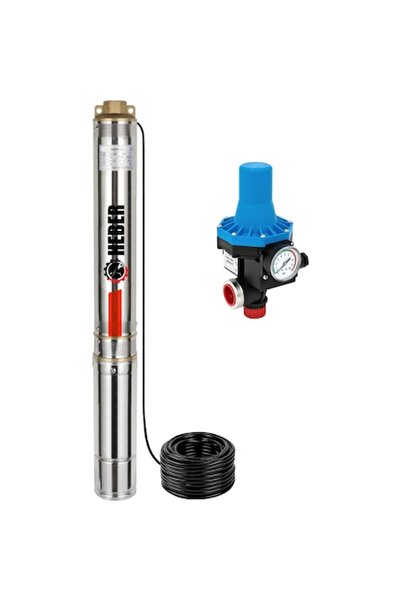Heber Σετ πολυβάθμιας υποβρύχιας αντλίας νερού Heber® για βαθύ φρεάτιο, 1 tol, 1500 W, 3-5 m³/h, 10 Bar, καλώδιο