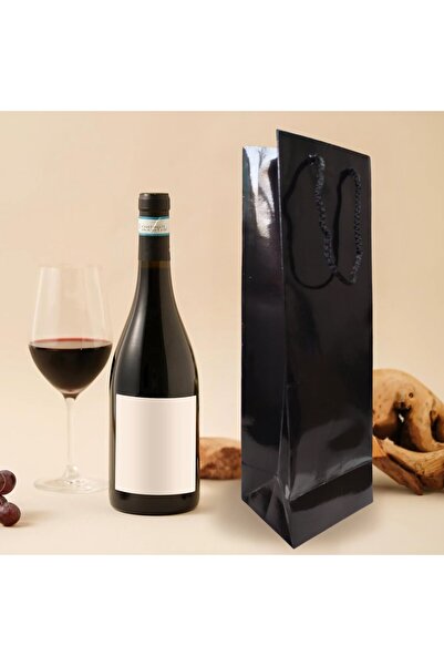 roco paper Şişe Taşıma Çantası, Şişelik, Hediye, Alışveriş, Parti için Karton Çanta, Siyah, 25 Adet,38x12x10 C