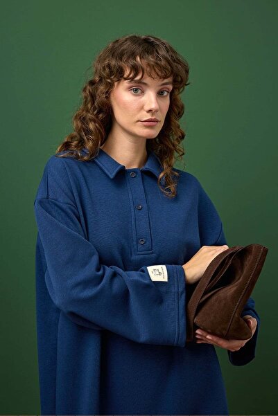 Ceylan Otantik Indigo 3 Thread Collar Dress