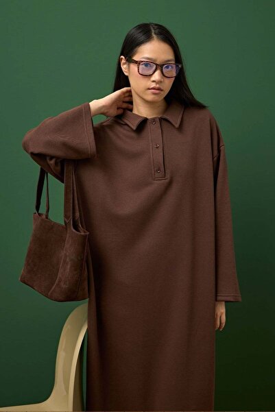 Ceylan Otantik Chocolate 3 Thread Collar Dress