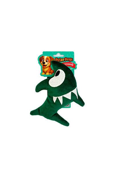 PetzzDogs لعبة مضغ للكلاب من القطيفة المتينة على شكل سمكة قرش باللون الأخضر م...
