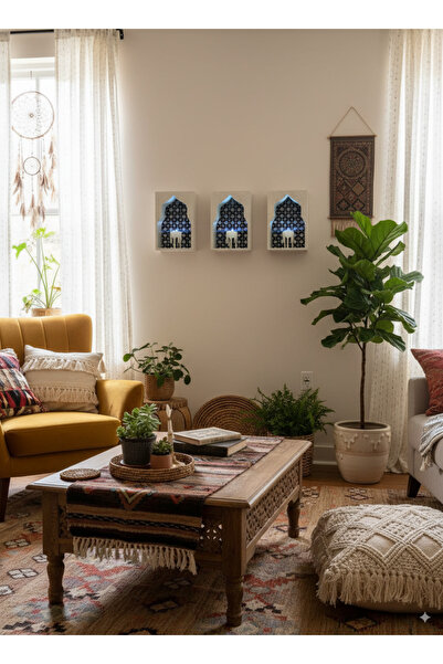 Aslan Fas tarzı modern/klasik mumluk ve raf / fas tarzı dekoratif duvar rafı