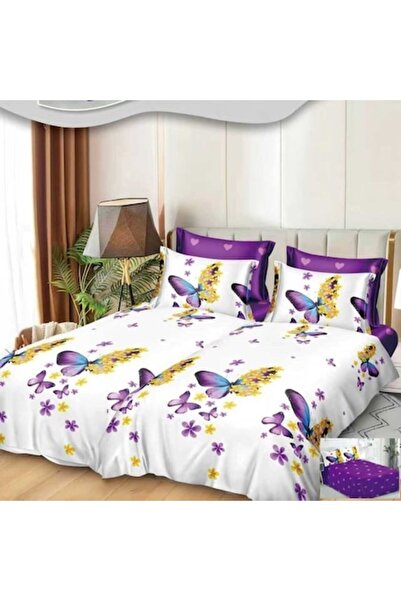 Casa de Vis Set de cearșafuri pentru pat dublu, bumbac satinat, 220 x 240 cm,...