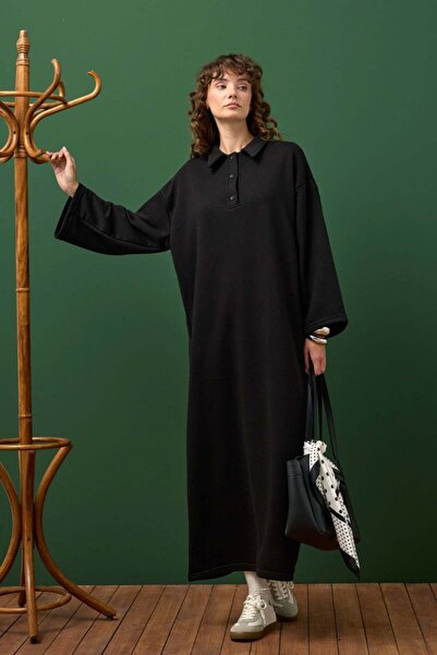 Ceylan Otantik Black 3 Thread Collar Dress