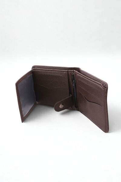 GALB LEATHER Soft Leather Men's Wallet with Brown Coin Compartment 11 X 9 cm