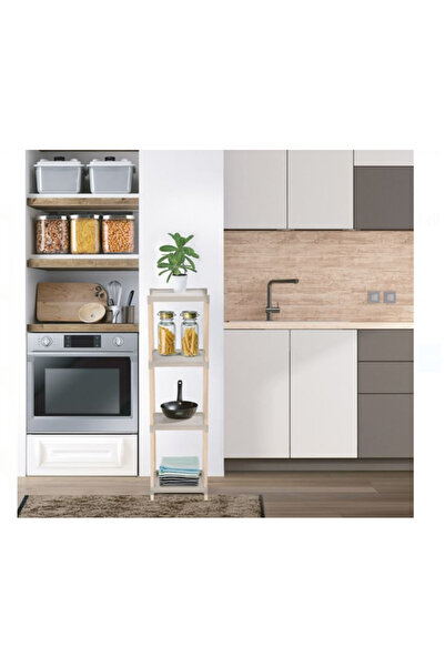 Lumi LUXURY 4-Shelf Wood and Plastic Shelving Unit 25x26x100 cm