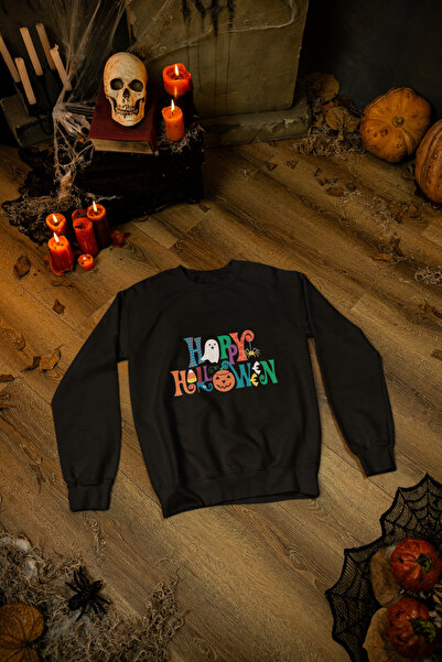 MAGORS ستيل-إكس هابي هالوين - سويت شيرت للأطفال مطبوع عليه عيد الهالوين للجنسين