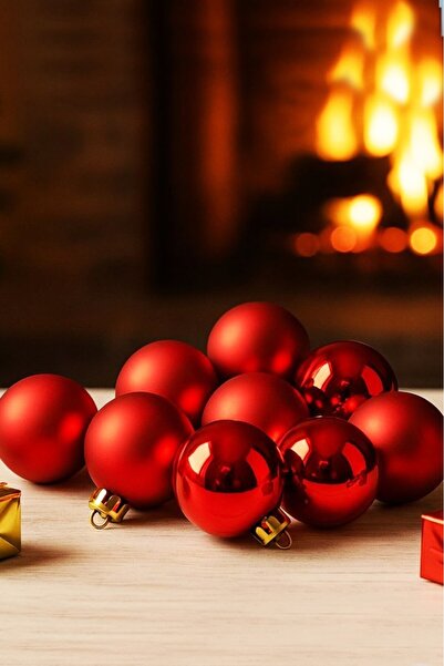 BeySüS Christmas Pine Tree Ornament Cici Ball 4 cm Pack of 12 Red