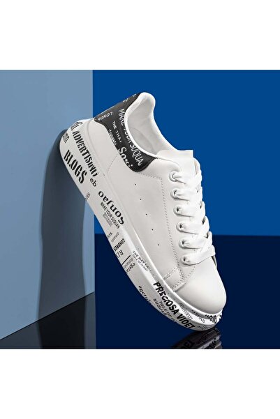 Modlet.ro Ανδρικά μαύρα, λευκά και μαύρα παπούτσια από καμβά με κορδόνια MOD0...