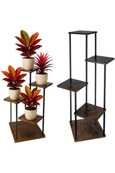 KESNUP Suport pentru flori și plante cu 4 niveluri, interior/exterior, negru