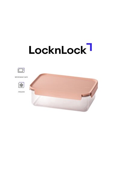 locknlock Classic Plus Rectangle Food Container 2.8L – Pink, 4-Side Locking, Stackable & Leakproof