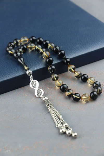 Tesbih Otağı Silver Infinity Prayer Beads Fire Amber Letter Prayer Beads Indicate Letter from Question & Answer Area