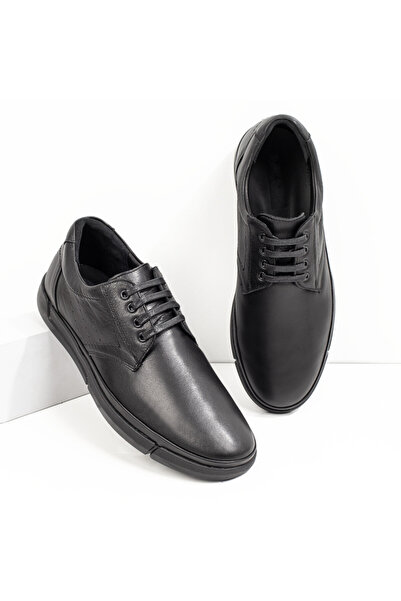 Modlet.ro Pantofi sport casual cu șireturi pentru bărbați, din piele neagră, ...