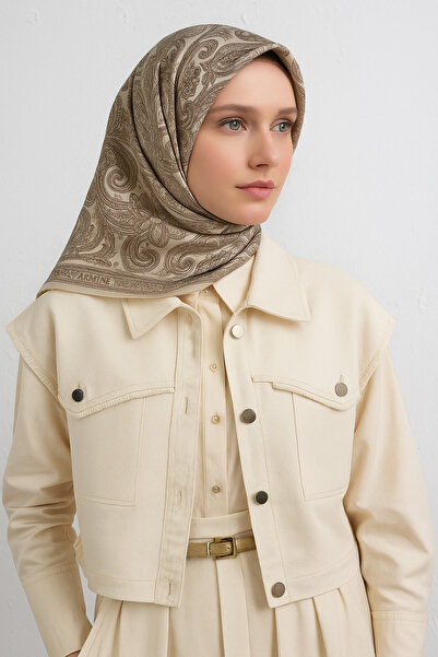 Armine Tivil Pure Silk Scarf 9421 - 84 Cream Mixed Pattern