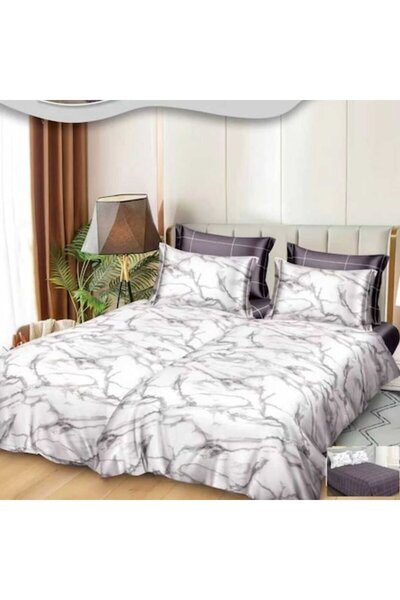 Casa de Vis Set de cearșafuri pentru pat dublu, bumbac satinat, 220 x 240 cm,...