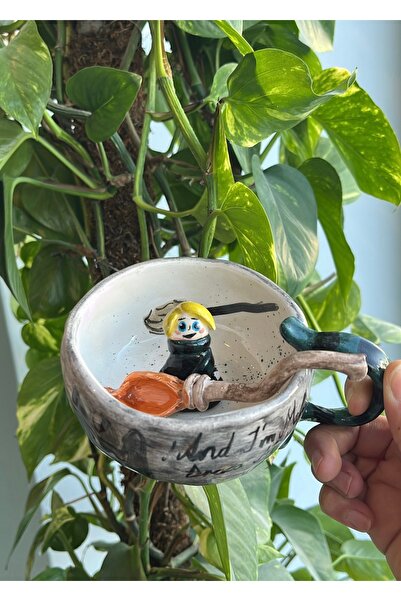 visera Harry Potter Series Draco Malfoy Figured Handmade Ceramic Mug + Spoon in the Shape of a Broomstick Gift