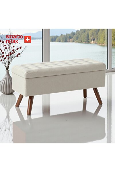 Smarto relax Gruyères Kapitone Puf, Babyface Polyester, 100x40x45 cm, Ahşap A...