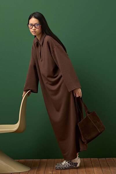 Ceylan Otantik Chocolate 3 Thread Collar Dress