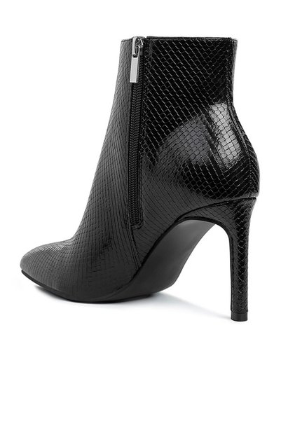 london Rag Women Textured Stiletto Heel Ankle Boots in Black