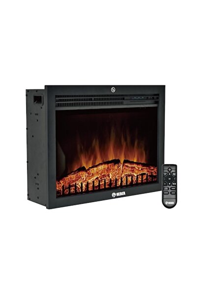 Heber Șemineu electric încorporat 2000W, pentru acasă, 2 niveluri de căldură, LED, efect de flacără reală, programabil, telecomandă