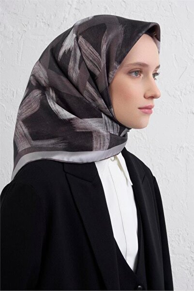 Armine Tivil Pure Silk Scarf 9413 - 84 Σκούρο Γκρι Μικτό σχέδιο