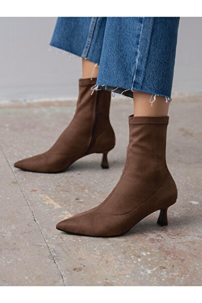 ECENİN BUTİĞİ Bobby Streç Kahve Süet Bot