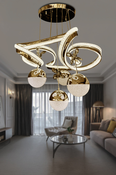 DEKORLİVE Dron 4 Top Çift Yönlü İthal Akrilik Modern Sarkıt Led Avize