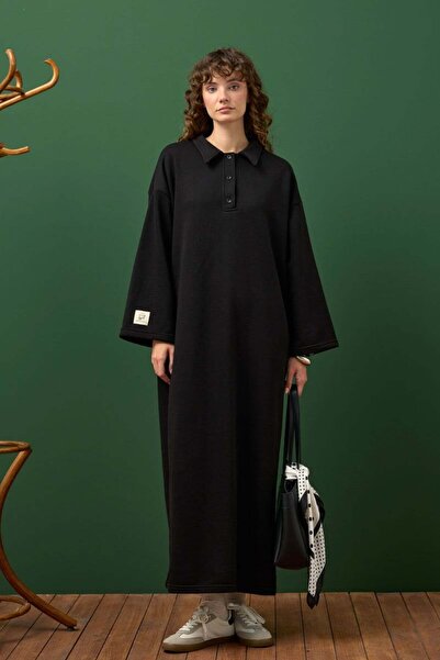 Ceylan Otantik Black 3 Thread Collar Dress